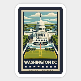 A Vintage Travel Art of Washington DC - US Sticker